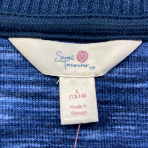 Secret Treasures Blue Polyester Rayon Spandex Long Sleeve Shirt Womens 12-14 L/G - Picture 3 of 5
